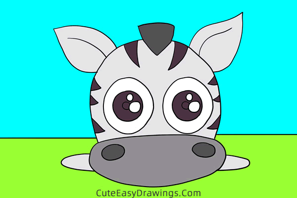 how to draw a zebra head - www.cuteeasydrawings.com