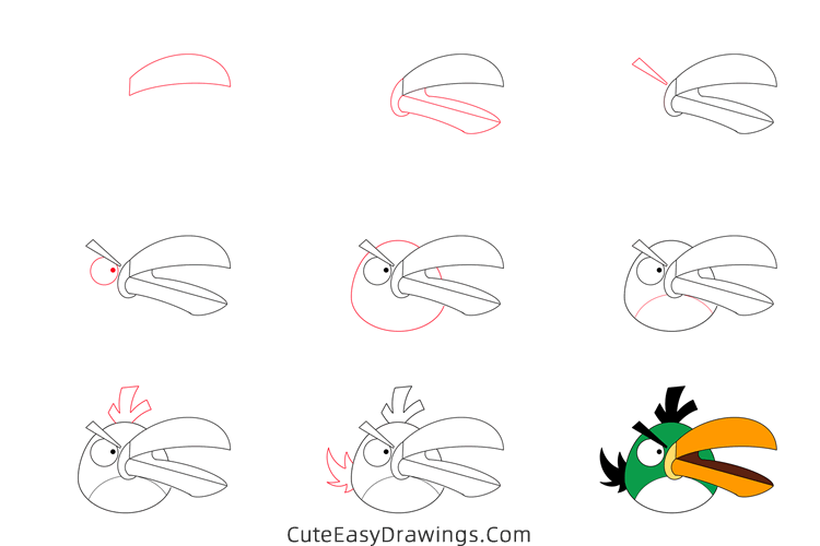 how to draw hal from angry birds - www.cuteeasydrawings.com