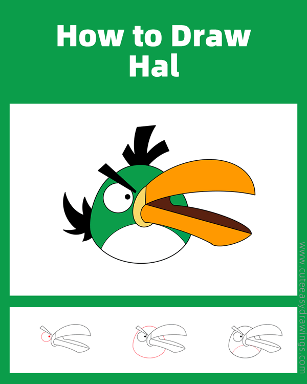 how to draw hal from angry birds - www.cuteeasydrawings.com