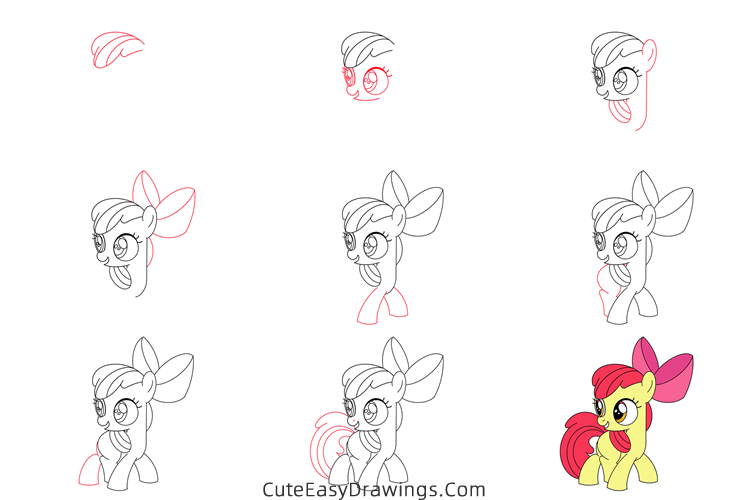 how to draw apple bloom from my little pony - www.cuteeasydrawings.com