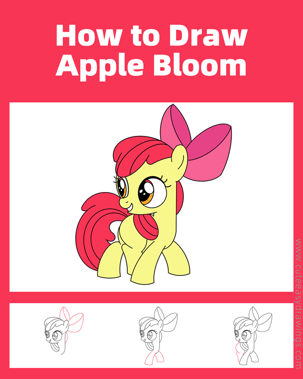 how to draw apple bloom from my little pony - www.cuteeasydrawings.com