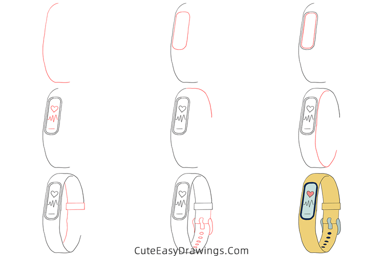 how to draw a smart bracelet - www.cuteeasydrawings.com