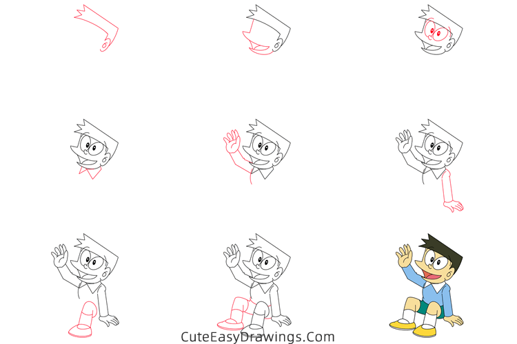 how to draw suneo honekawa from doraemon - www.cuteeasydrawings.com