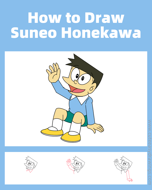 how to draw suneo honekawa from doraemon - www.cuteeasydrawings.com