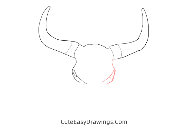 how to draw a cow skull - www.cuteeasydrawings.com