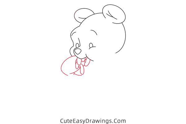 how to draw pooh bear with honey - www.cuteeasydrawings.com