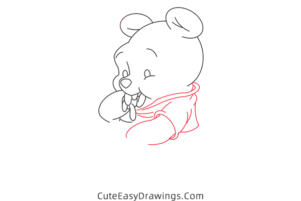 how to draw pooh bear with honey - www.cuteeasydrawings.com