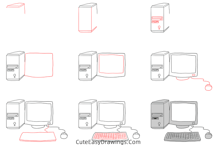 how to draw a computer - www.cuteeasydrawings.com