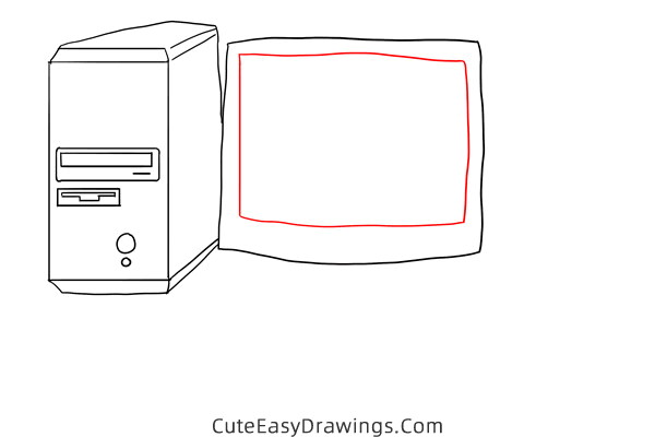 how to draw a computer - www.cuteeasydrawings.com