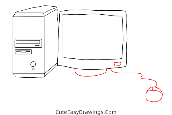 how to draw a computer - www.cuteeasydrawings.com