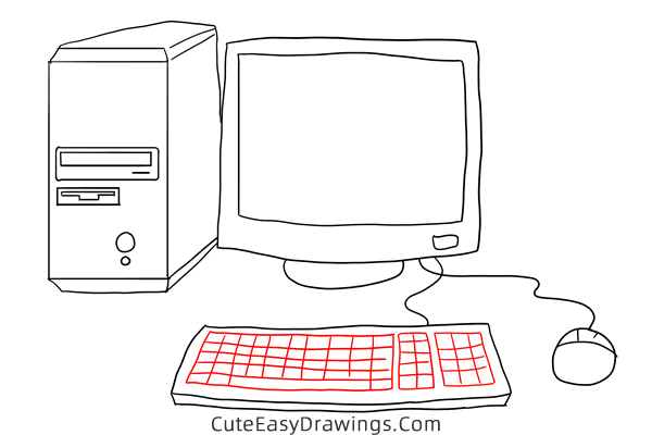 how to draw a computer - www.cuteeasydrawings.com