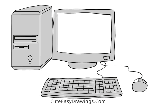 how to draw a computer - www.cuteeasydrawings.com