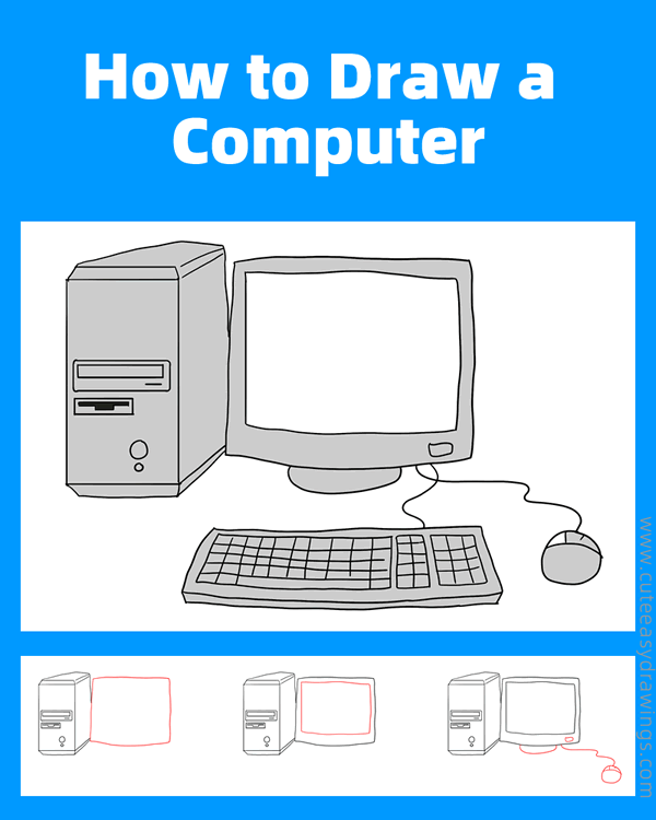 how to draw a computer - www.cuteeasydrawings.com