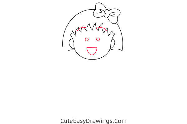 how to draw chibi maruko chan - www.cuteeasydrawings.com