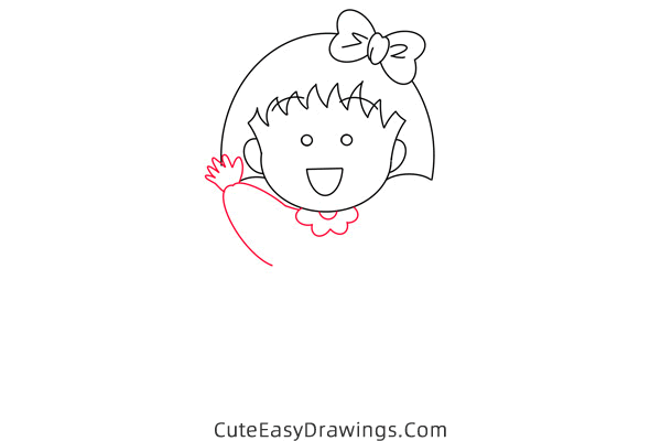 how to draw chibi maruko chan - www.cuteeasydrawings.com