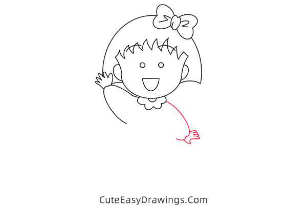 how to draw chibi maruko chan - www.cuteeasydrawings.com