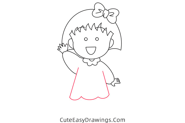 how to draw chibi maruko chan - www.cuteeasydrawings.com