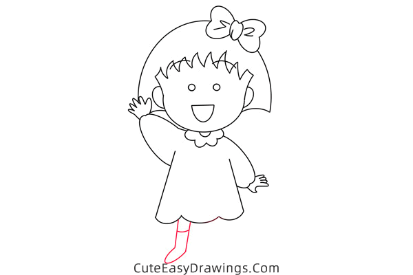 how to draw chibi maruko chan - www.cuteeasydrawings.com