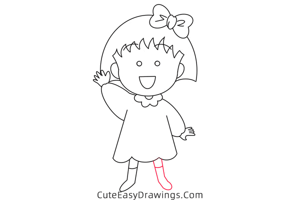 how to draw chibi maruko chan - www.cuteeasydrawings.com