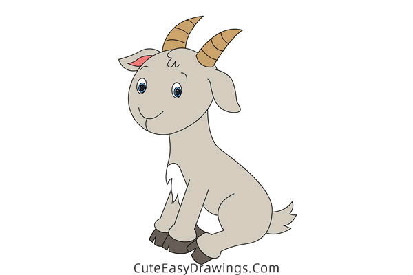 how to draw a goat - www.cuteeasydrawings.com