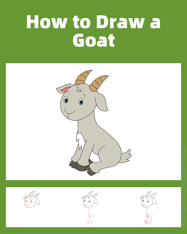 how to draw a goat - www.cuteeasydrawings.com