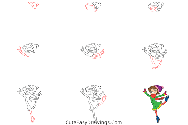 how to draw an ice skater - www.cuteeasydrawings.com