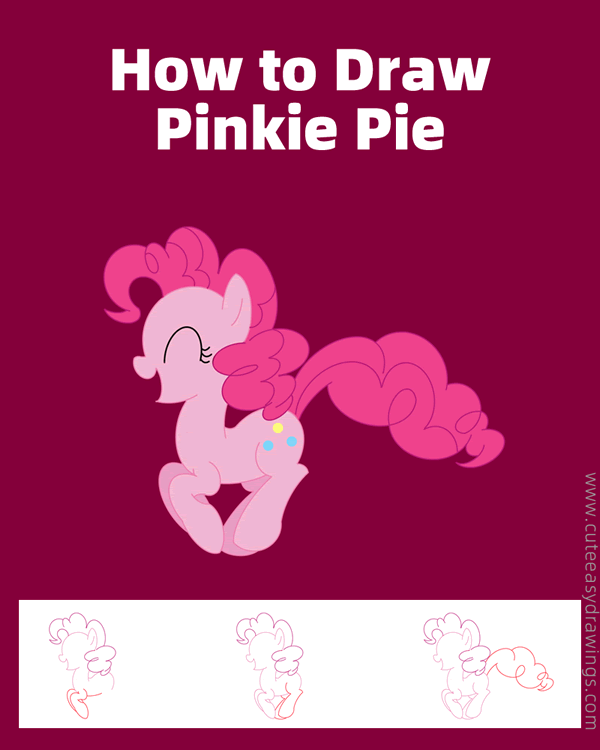 how to draw pinkie pie from my little pony - www.cuteeasydrawings.com