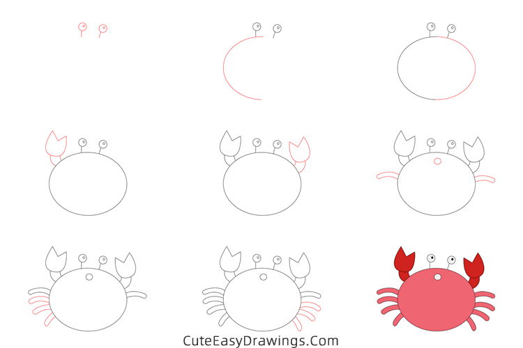 how to draw a crab - www.cuteeasydrawings.com