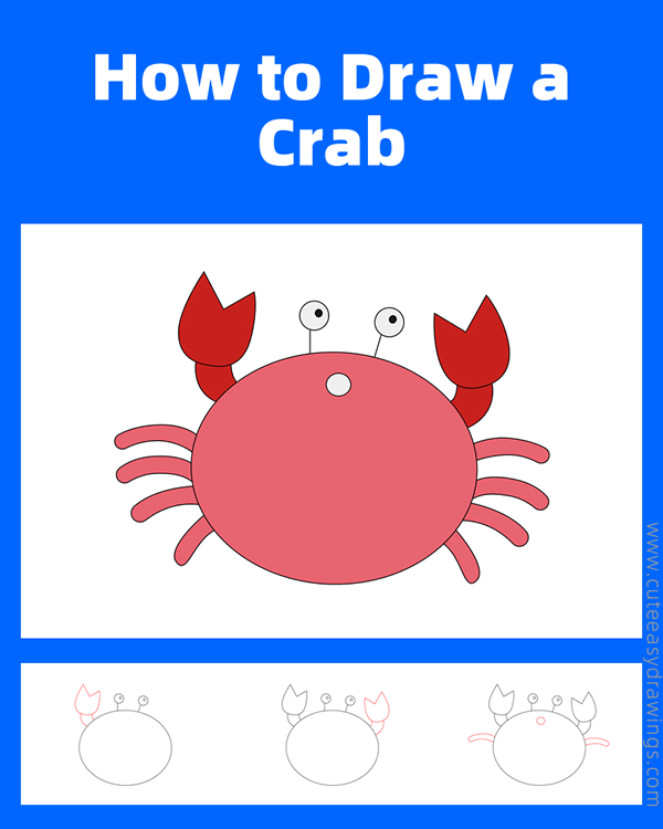 how to draw a crab - www.cuteeasydrawings.com