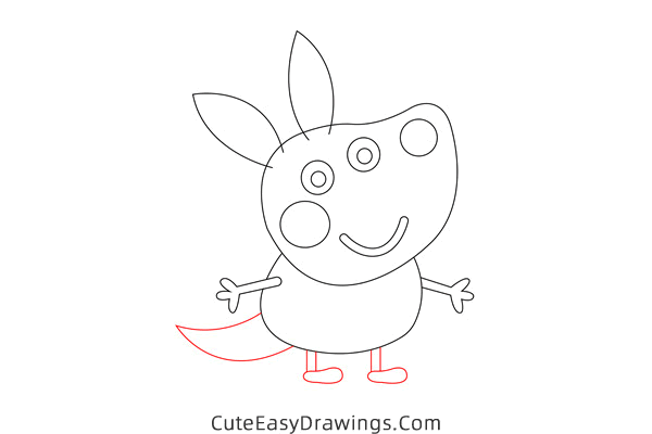 how to draw joey kangaroo from peppa pig - www.cuteeasydrawings.com