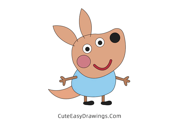 how to draw joey kangaroo from peppa pig - www.cuteeasydrawings.com