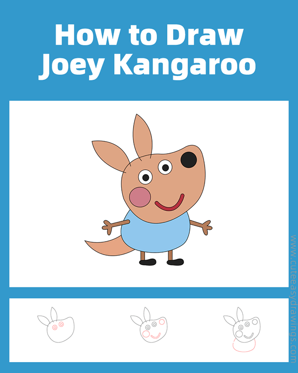 how to draw joey kangaroo from peppa pig - www.cuteeasydrawings.com