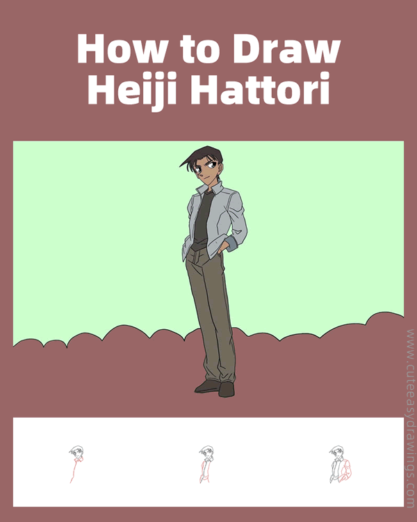 how to draw heiji hattori from detective conan - www.cuteeasydrawings.com