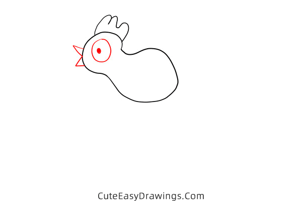 how to draw a crowing rooster - www.cuteeasydrawings.com