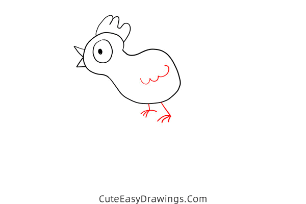 how to draw a crowing rooster - www.cuteeasydrawings.com