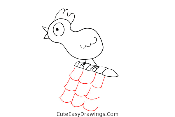 how to draw a crowing rooster - www.cuteeasydrawings.com