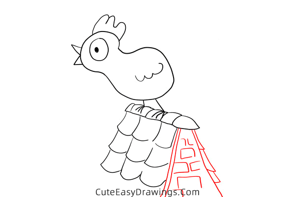 how to draw a crowing rooster - www.cuteeasydrawings.com