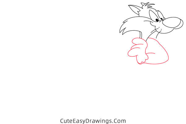 how to draw sylvester from looney tunes - www.cuteeasydrawings.com