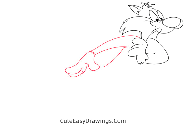 how to draw sylvester from looney tunes - www.cuteeasydrawings.com