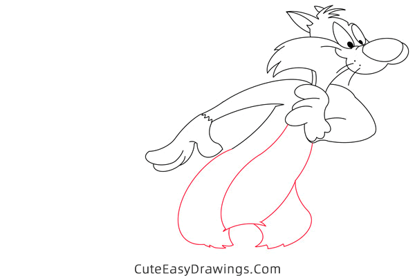 how to draw sylvester from looney tunes - www.cuteeasydrawings.com