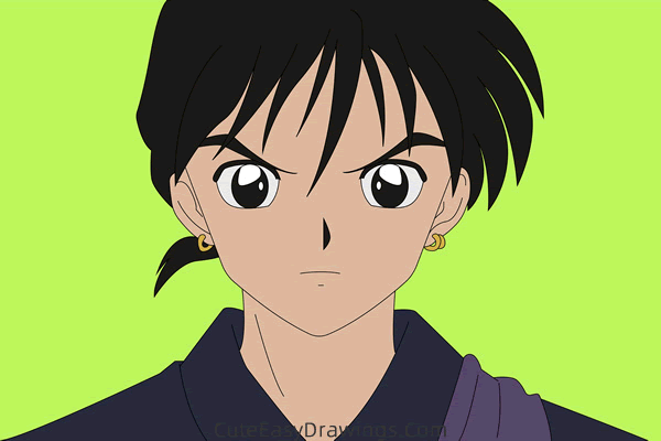 how to draw miroku from inuYasha - www.cuteeasydrawings.com