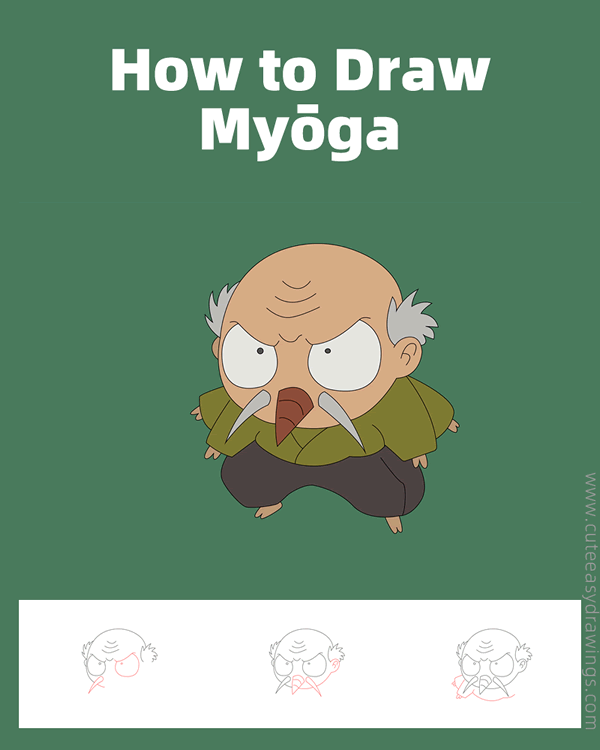 how to draw myoga from inuyasha - www.cuteeasydrawings.com