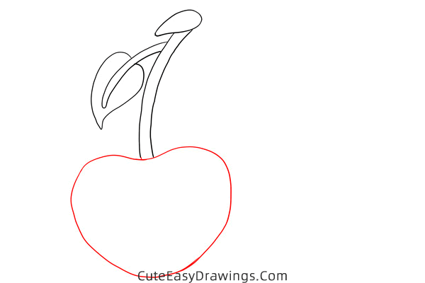 how to draw a cute cherry - www.cuteeasydrawings.com