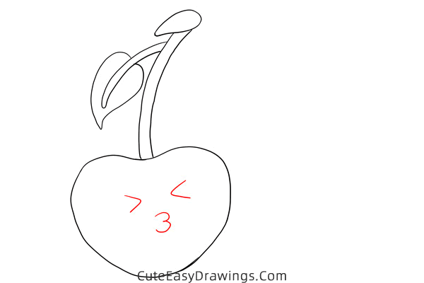 how to draw a cute cherry - www.cuteeasydrawings.com