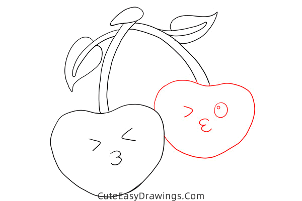 how to draw a cute cherry - www.cuteeasydrawings.com