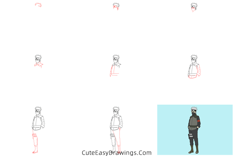 how to draw kakashi hatake from naruto - www.cuteeasydrawings.com