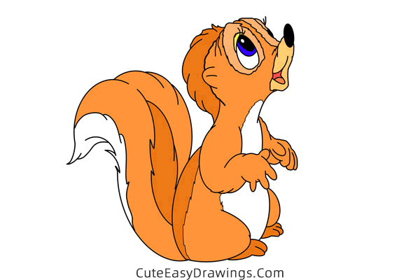 how to draw a squirrel - www.cuteeasydrawings.com