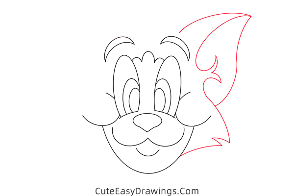 how to draw tom face from tom and jerry - www.cuteeasydrawings.com