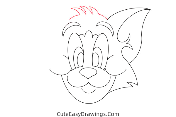 how to draw tom face from tom and jerry - www.cuteeasydrawings.com