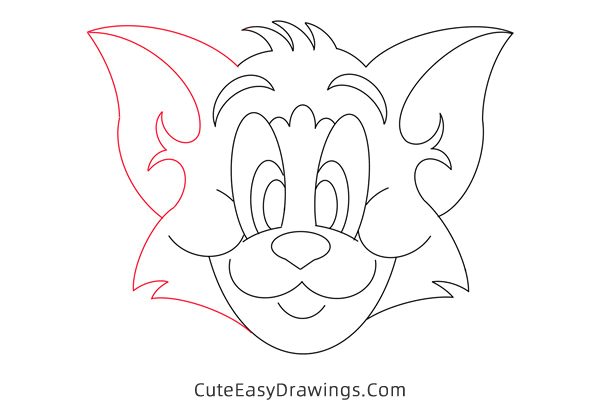 how to draw tom face from tom and jerry - www.cuteeasydrawings.com